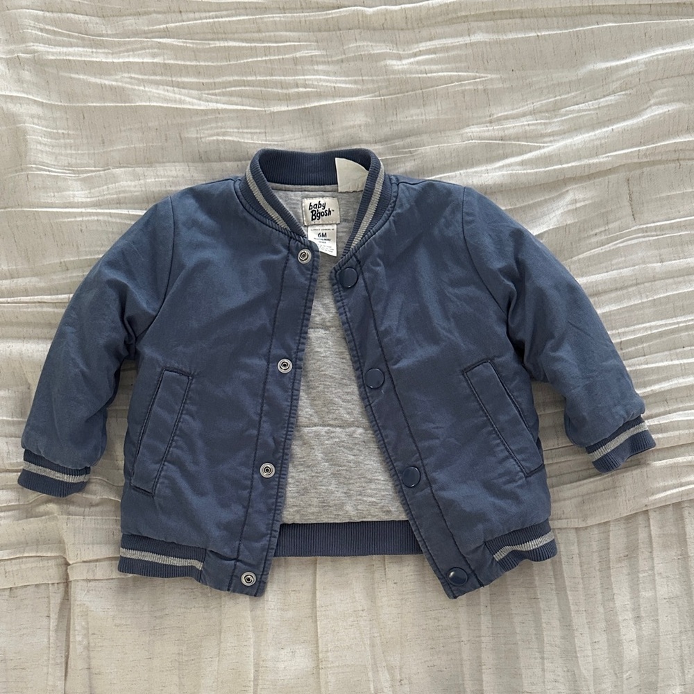 Baby B’gosh Sz 6 M Navy Kids Bomber Jacket - small flaw as pictured